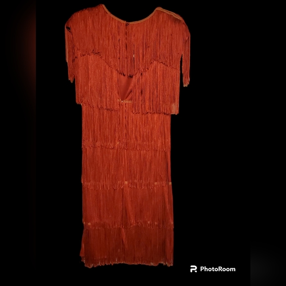 1990s Vintage Cheryl Kaye Fringe Party Dress Size 10 - Picture 2 of 3